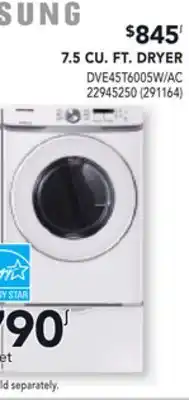 RONA 7.5 CU. FT. DRYER offer