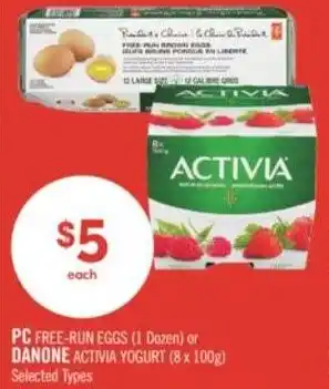 Shoppers Drug Mart PC free-run eggs or danone activia yogurt offer