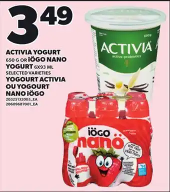 Independent Grocer ACTIVIA YOGURT 650 G OR IÖGO NANO YOGURT 6X93 ML offer