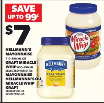 Independent Grocer HELLMANN'S MAYONNAISE 710-890 ML OR KRAFT MIRACLE 650-890 ML offer