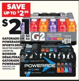 Independent Grocer GATORADE OR POWERADE SPORTS DRINK, 24X591 ML offer