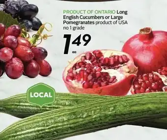 Sobeys Long engling cucumbers or large pomergrantes offer