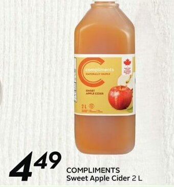 Sobeys Compliments sweet apple cider offer