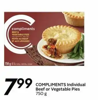 Sobeys Compliments individual beef or vegetable pies offer