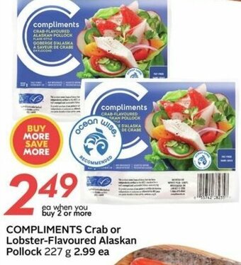 Sobeys Compliments crab or lobster-flavoured alaskan pollock offer