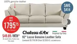 The Brick Chateau d'Ax Lusso 92 100% Genuine Leather Sofa with Wood Legs - Smoke Grey offer