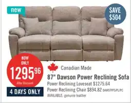 The Brick Canadian Made Dawson 87 Fabric Power Reclining Sofa with USB Port and Accent Pillows - Beige offer