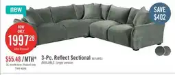 The Brick Reflect 3-Piece Chenille Fabric Sectional with Reversible Back Cushions and Wood Legs - Green offer