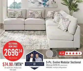 The Brick Evolve Linen-Look Fabric 5-Piece Modular Sectional with 4 Armless Chairs - Grey offer