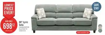 The Brick Lyric 88.1 Chenille Fabric Sofa with Reversible Seat Cushions, Accent Pillows and Wood Legs - Green offer