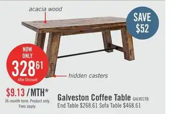 The Brick Galeveston 50 Rustic Coffee Table with Casters - Brown Woodgrain Wood offer