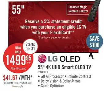 The Brick LG 55 OLED 4K HDR10 120Hz AMD FreeSync webOS Smart TV (OLED55B4PUA) offer