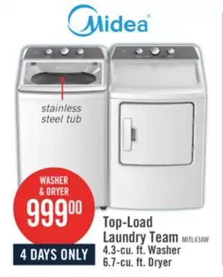 The Brick Midea 4.3 Cu. Ft. Top-Load Washer and 6.7 Cu. Ft. Electric Dryer - White offer