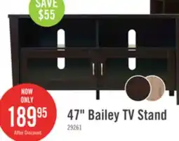 The Brick Bailey 47 TV Stand with Storage and Cable Management for TVs up to 55- Coffee Brown offer