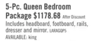 The Brick Lara 5pc Bedroom Set with Bed, Dresser & Mirror, Antique Grey - Queen Size offer