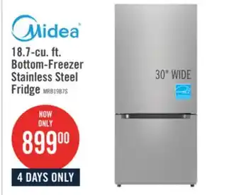 The Brick Midea 18.7 Cu. Ft. Bottom-Freezer Refrigerator - MRB19B7AST offer