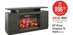 The Brick Breya 64 Modern Electric Fireplace TV Stand with Storage & USB Charging for TVs up to 70- Grey offer