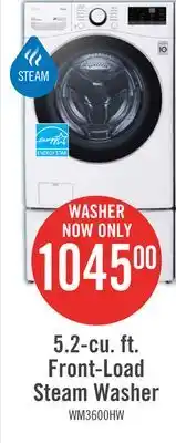 The Brick LG 5.2 Cu. Ft. Smart Front-Load High-Efficiency Steam Washer - White - Stackable - WM3600HWA offer