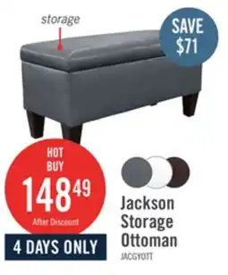 The Brick Jackson 40 Storage Ottoman - Grey Faux Leather offer