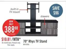 The Brick Rhys 70 Modern TV Stand with Mount, Storage and Cable Management for TVs up to 80- Distressed Grey offer