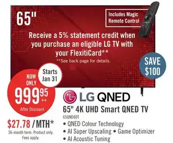 The Brick LG 65 4K Quantum Dot Nanocell HDR10 60Hz Smart TV (65QNED80TUC) offer