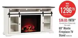 The Brick Monte 69 Electric Fireplace TV Stand with Storage and Cable Management for TVs up to 75- White offer