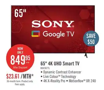 The Brick SONY 65 Direct Lit LED 4K UHD HDR10 Motionflow XR 60Hz Google TV (KD65X77L) offer