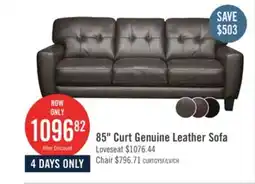 The Brick Curt 85 Genuine Leather Sofa with Button Tufting - Grey offer