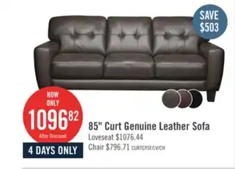 The Brick Curt 85 Genuine Leather Sofa with Button Tufting - Grey offer