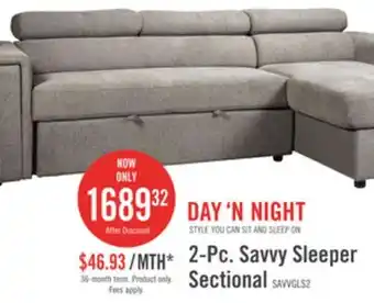 The Brick Savvy 2-Piece Linen-Look Fabric Left-Hand Sleeper Sectional - Grey offer