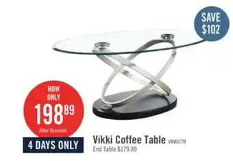 The Brick Vikki 48 Modern Oval Glass Top Coffee Table - Glass with Metal Base offer