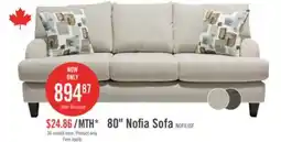 The Brick Canadian Made Nofia 80 Chenille Fabric Sofa with Two Accent Pillows and Wood Legs - Linen Beige offer