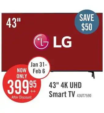 The Brick LG 43 4K UHD HDR10+ HGiG 60Hz webOS Smart TV (43UT7590PUA) offer