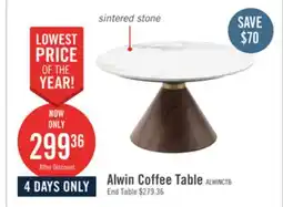 The Brick Alwin 31.5 Modern Round Coffee Table with White Sintered Stone Top - Brown offer