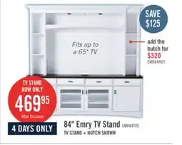 The Brick Emry 84 TV Stand with Storage and Cable Management for TVs up to 90- White offer