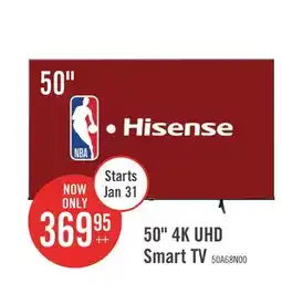 The Brick Hisense 50 4K UHD HDR10 Dolby Vision 60Hz Google Smart TV (50A68N) offer