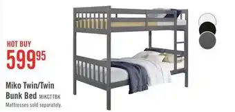 The Brick Miko Bunk Bed with Ladder & Guard Rail for Kids, Grey - Twin/Twin offer