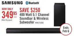 The Brick Samsung 5.1 CH Dolby Digital DTS Virtual:X Soundbar with Wireless 400W Subwoofer (HW-B750D/ZC) offer