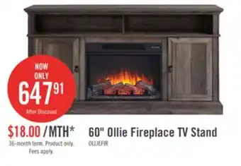 The Brick Ollie 60 Electric Fireplace TV Stand with Storage and Cable Management for TVs up to 65- Grey offer