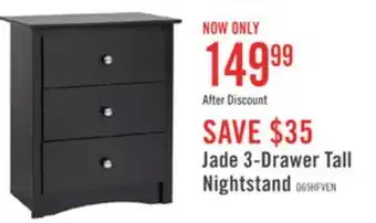 The Brick Jade 3-Drawer Tall Nightstand - Black offer