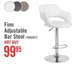 The Brick Finn Barstool with Swivel & Adjustable Seat, Vegan Leather Fabric, Metal - White offer