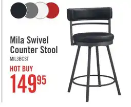 The Brick Mila Counter Stool with Swivel Seat, Vegan Leather Fabric, Metal - Black offer