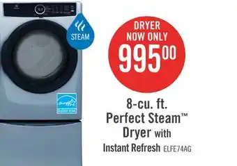 The Brick Electrolux 8 Cu. Ft. Electric Dryer with Steam - Glacier Blue - Stackable - ELFE743CAG offer