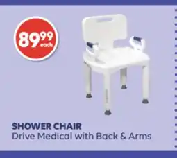 Wellwise by Shoppers SHOWER CHAIR Drive Medical with Back & Arms offer