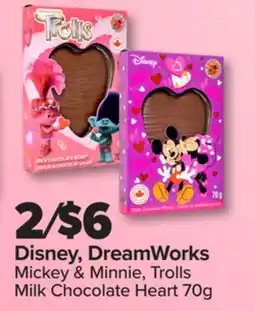 PharmaChoice Disney, DreamWorks Mickey & Minnie, Trolls Milk Chocolate Heart offer