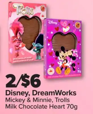 PharmaChoice Disney, DreamWorks Mickey & Minnie, Trolls Milk Chocolate Heart offer