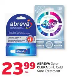 Rexall ABREVA 2g or CLERA 5mL Cold Sore Treatment offer