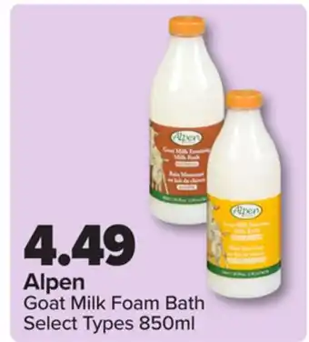 PharmaChoice Alpen Goat Milk Foam Bath offer