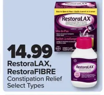 PharmaChoice RestoraLAX, RestoraFIBRE Constipation Relief offer