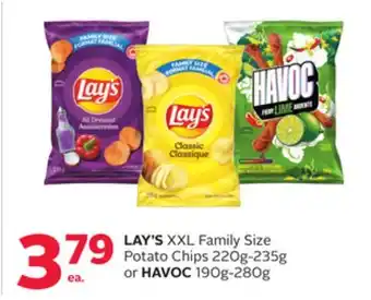 Rexall LAY'S XXL Family Size Potato Chips 220g-235g or HAVOC 190g-280g offer